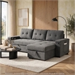 Oby Sleeper Sectional with Storage Chaise and USB Ports- Gray Fabric