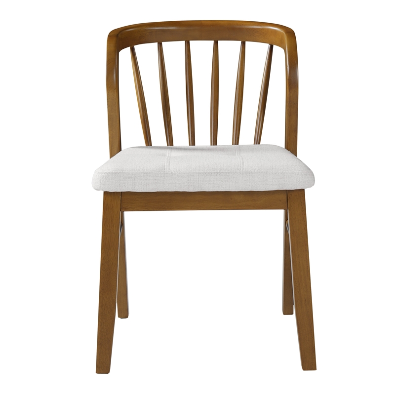 Mitch Windsor-Style Dining Chairs- Set of 2- Rubberwood- Beige Seat