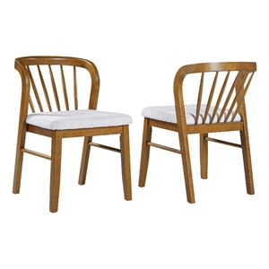 Mitch Windsor-Style Dining Chairs- Set of 2- Rubberwood- Beige Seat