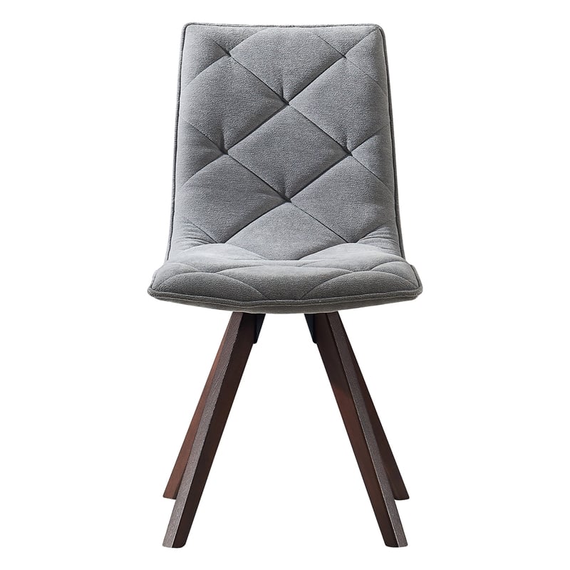 Kayra Dining Chairs with Solid Wood Legs- Set of 2- Gray Fabric