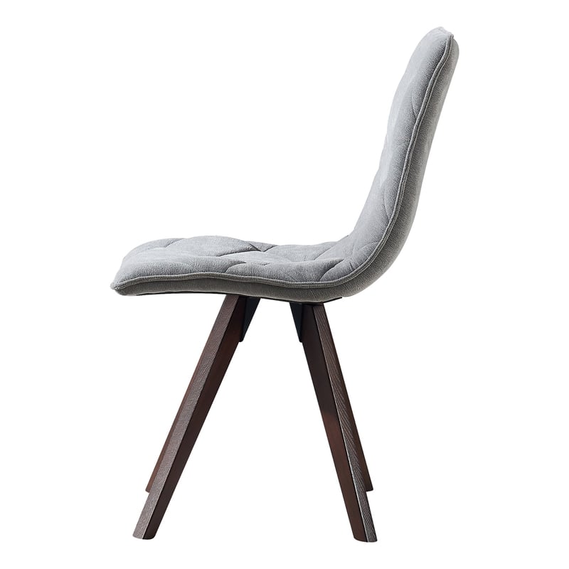 Kayra Dining Chairs with Solid Wood Legs- Set of 2- Gray Fabric