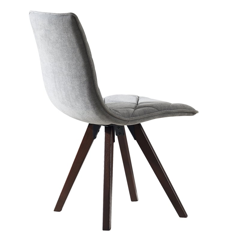 Kayra Dining Chairs with Solid Wood Legs- Set of 2- Gray Fabric