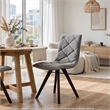 Kayra Dining Chairs with Solid Wood Legs- Set of 2- Gray Fabric