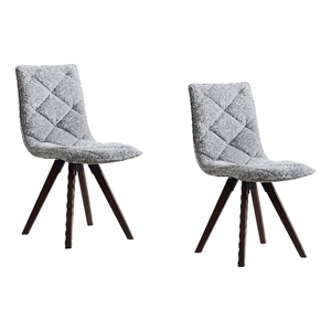 Kayra Dining Chairs with Solid Wood Legs- Set of 2- Gray Fabric