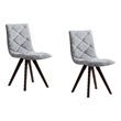 Kayra Dining Chairs with Solid Wood Legs- Set of 2- Gray Fabric