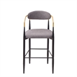 Avime Modern Barstool Chair- Set of 2- Gold Metal Armrests- Gray Fabric