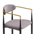 Avime Modern Barstool Chair- Set of 2- Gold Metal Armrests- Gray Fabric