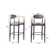 Avime Modern Barstool Chair- Set of 2- Gold Metal Armrests- Gray Fabric