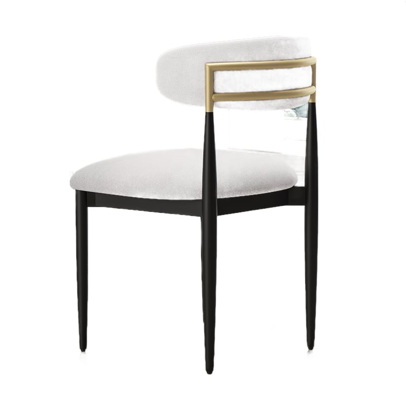 Claire Dining Chairs- Set of 2- Curve Back- Metal Legs- Beige Chenille