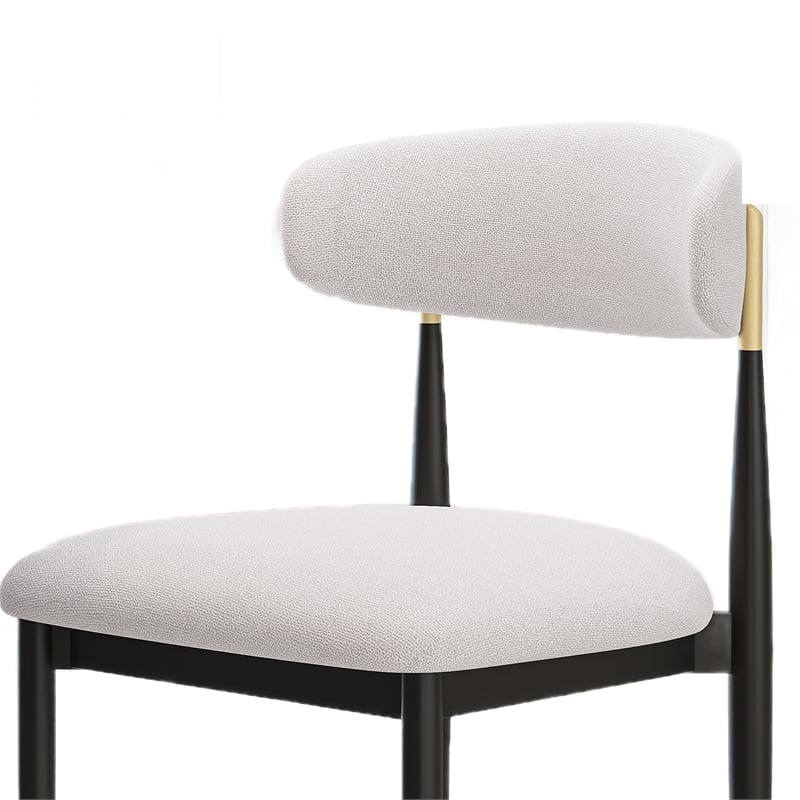 Claire Dining Chairs- Set of 2- Curve Back- Metal Legs- Beige Chenille