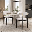 Claire Dining Chairs- Set of 2- Curve Back- Metal Legs- Beige Chenille
