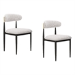 Claire Dining Chairs- Set of 2- Curve Back- Metal Legs- Beige Chenille