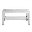Franco Mirrored Coffee Table- Diamond Border- Silver Wood 40 Inch