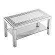 Franco Mirrored Coffee Table- Diamond Border- Silver Wood 40 Inch