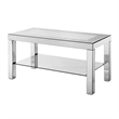 Franco Mirrored Coffee Table- Diamond Border- Silver Wood 40 Inch