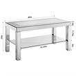 Franco Mirrored Coffee Table- Diamond Border- Silver Wood 40 Inch