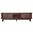 TV Media Cabinet- Fluted Sliding Doors- Drop Down Door- Dark Brown 67 Inch