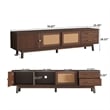 TV Media Cabinet- Rattan Sliding Doors- 2 Drawers- Dark Brown 71 Inch