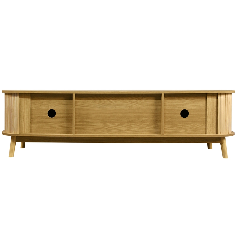 Vayu TV Media Cabinet- 2 Sliding Doors- 2 Drawers- Natural Brown 67 Inch