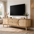 Vayu TV Media Cabinet- 2 Sliding Doors- 2 Drawers- Natural Brown 67 Inch