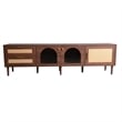 TV Media Cabinet w LED- Music Mode- Arch Glass Doors- Dark Brown 71 Inch
