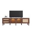 TV Media Cabinet w LED- Music Mode- Arch Glass Doors- Dark Brown 71 Inch