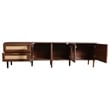 TV Media Cabinet w LED- Music Mode- Arch Glass Doors- Dark Brown 71 Inch