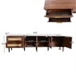 TV Media Cabinet w LED- Music Mode- Arch Glass Doors- Dark Brown 71 Inch