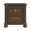 Bucky Nightstand with 2 Dovetail Drawers- Molding Details- Brown Wood
