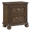 Bucky Nightstand with 2 Dovetail Drawers- Molding Details- Brown Wood