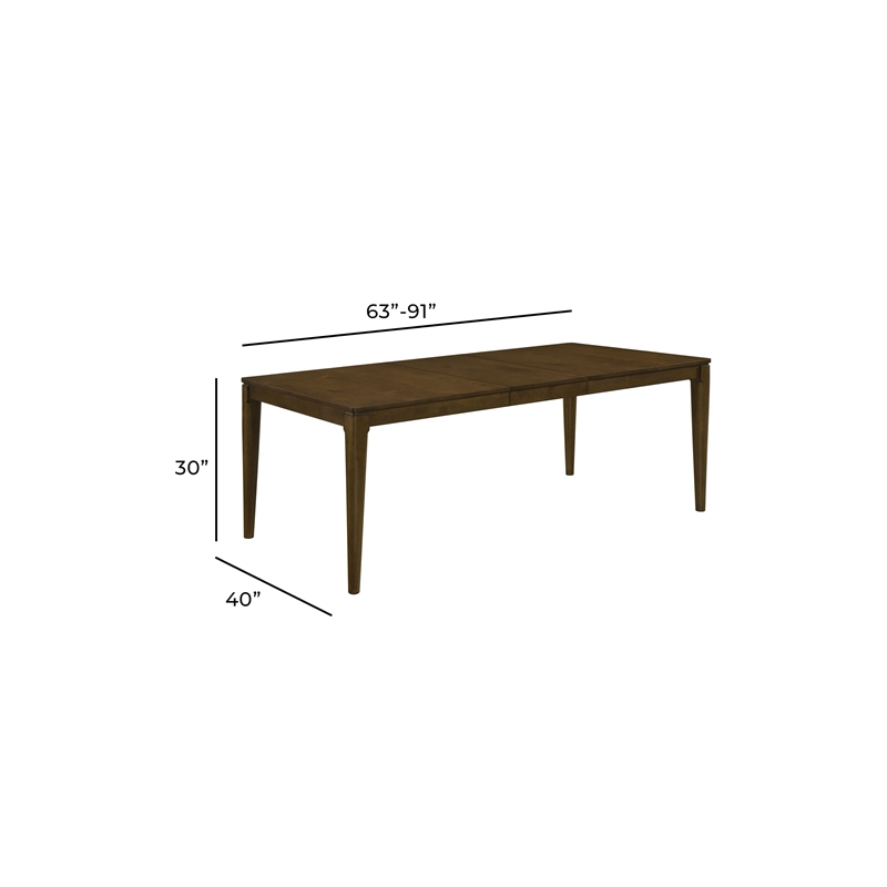 Andre Dining Table with Self-Storing Extension Leaf- Brown Wood- 63-91 Inch