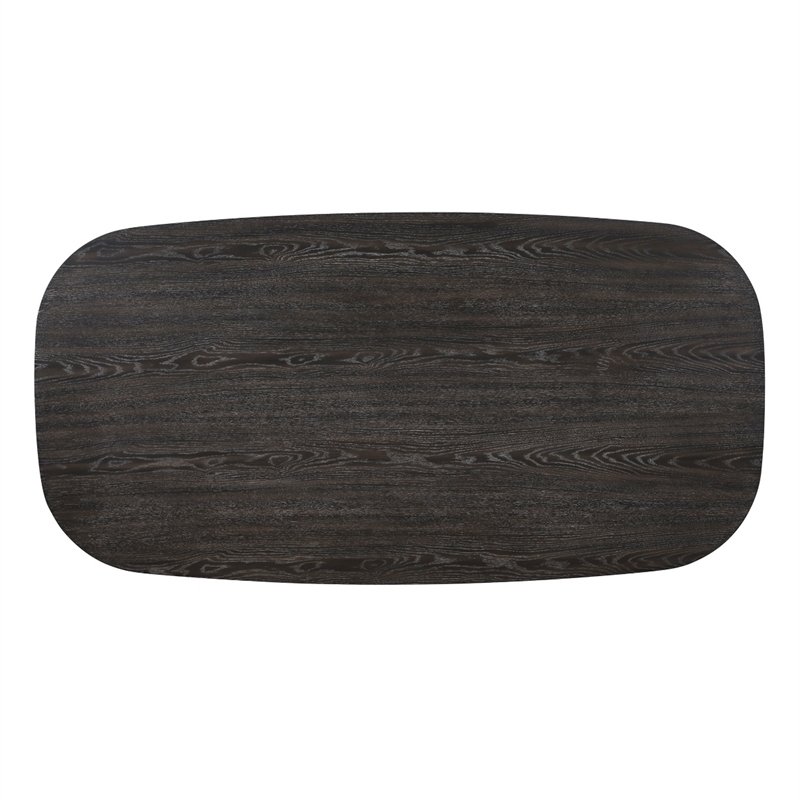 Bendy Modern Oval Dining Table- Dual Pedestal Base- Dark Brown- 82 Inch