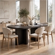 Bendy Modern Oval Dining Table- Dual Pedestal Base- Dark Brown- 82 Inch