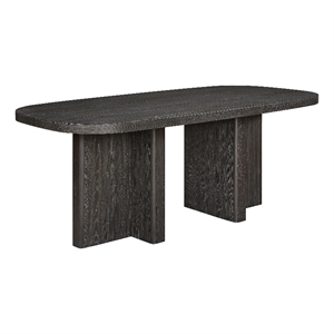 Bendy Modern Oval Dining Table- Dual Pedestal Base- Dark Brown- 82 Inch
