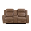 Berty Double Reclining Loveseat- Console and Cup Holders- Brown Fabric