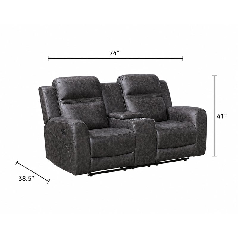 Berty Double Reclining Loveseat- Console and Cup Holders- Brown Fabric