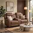 Berty Double Reclining Loveseat- Console and Cup Holders- Brown Fabric