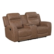 Berty Double Reclining Loveseat- Console and Cup Holders- Brown Fabric