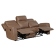 Berty Double Reclining Sofa- Tab Pull- Metal Frame- Brown Microfiber