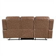 Berty Double Reclining Sofa- Tab Pull- Metal Frame- Brown Microfiber