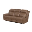 Berty Double Reclining Sofa- Tab Pull- Metal Frame- Brown Microfiber