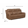 Berty Double Reclining Sofa- Tab Pull- Metal Frame- Brown Microfiber