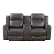 Berty Double Reclining Loveseat- Console and Cup Holders- Gray Fabric