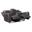 Berty Double Reclining Loveseat- Console and Cup Holders- Gray Fabric