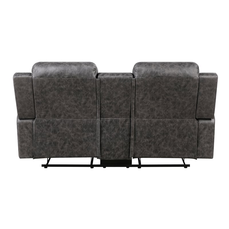 Berty Double Reclining Loveseat- Console and Cup Holders- Gray Fabric