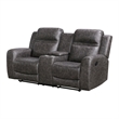 Berty Double Reclining Loveseat- Console and Cup Holders- Gray Fabric