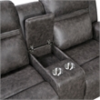 Berty Double Reclining Loveseat- Console and Cup Holders- Gray Fabric
