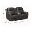 Berty Double Reclining Loveseat- Console and Cup Holders- Gray Fabric