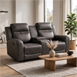 Berty Double Reclining Loveseat- Console and Cup Holders- Gray Fabric