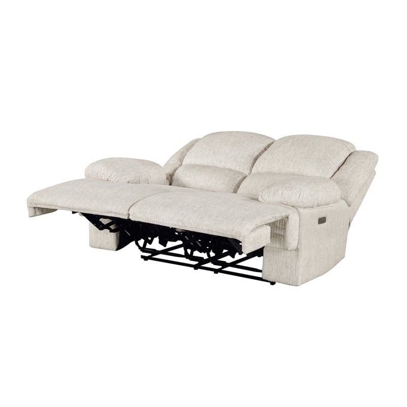 Cally Power Reclining Loveseat- USB Charging Ports- Beige Microfiber